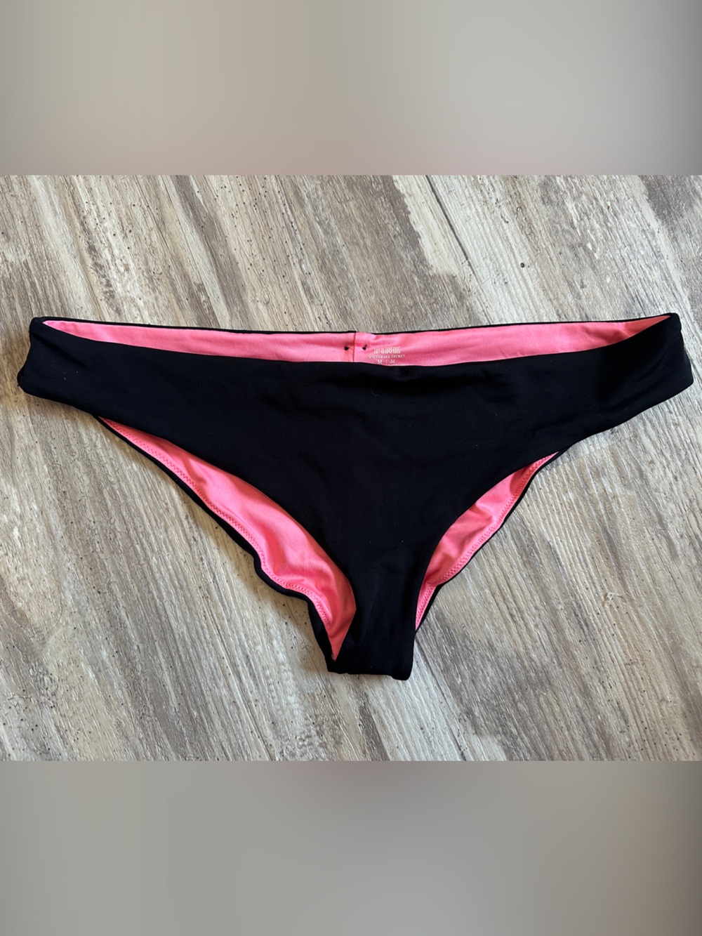 Black Bikini Bottom with Pink Lining